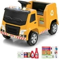thumbnail image 1 of OLAKIDS Ride on Car, 6V Recycling Garbage Truck Electric Vehicle with Music, Horn, Warning Lights, Recycling Accessories Included, Toddlers Battery Powered Trash Toy for Boys Girls (Yellow), 1 of 10