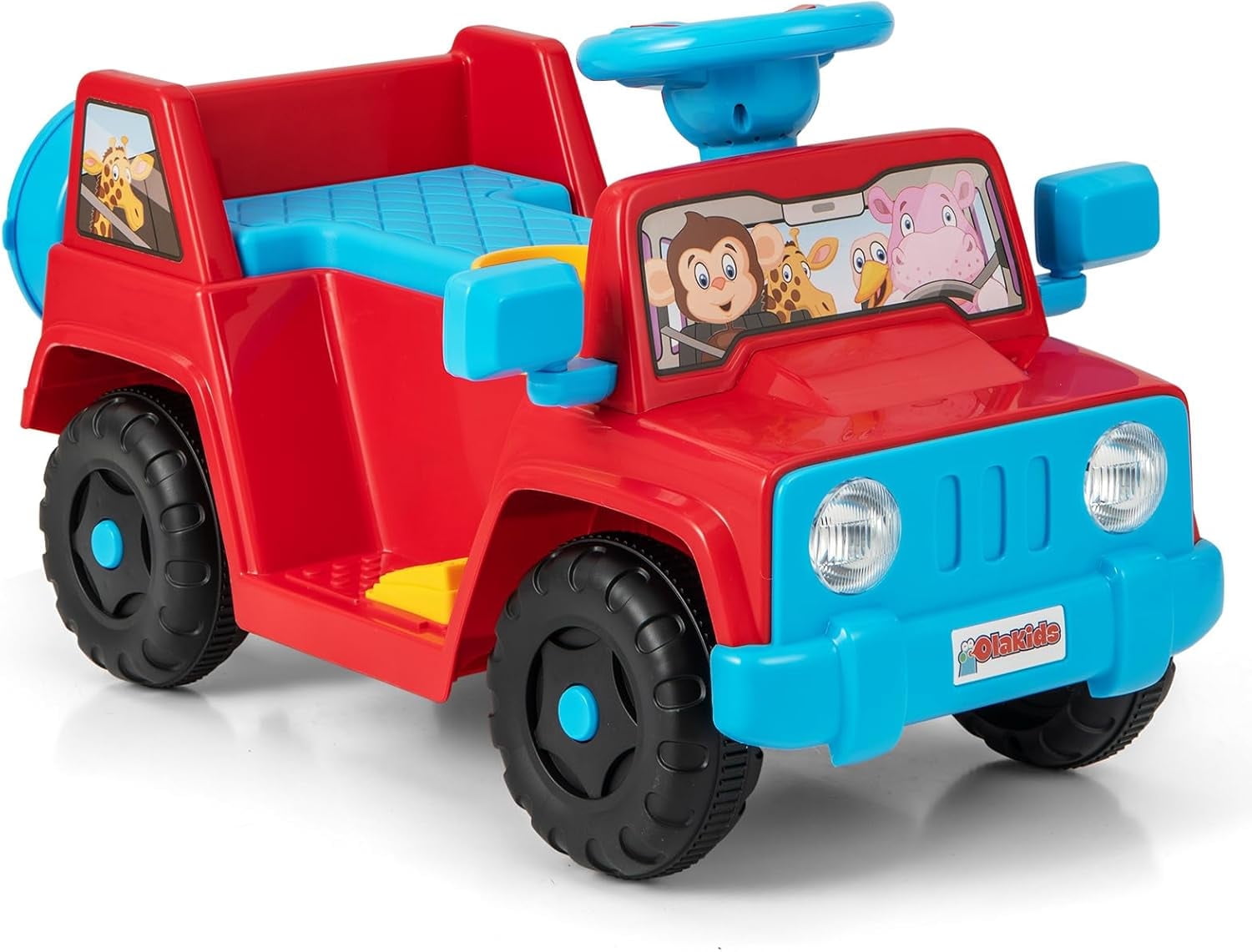 OLAKIDS Ride on Car, 6V Toddler Electric Vehicle with Storage Tire, Horn, Charger, Battery Powered Motorized Quad Riding Toys for 18+ Months Boys Girls