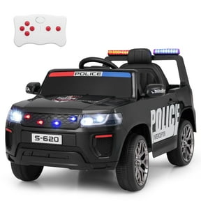 OLAKIDS Ride on Police Car, 12V Kids Battery Powered Electric Vehicle with Siren, Flashing Lights, Bluetooth, Music, MP3, USB, Power Display, Spring Suspension, Aged 3-8 Years