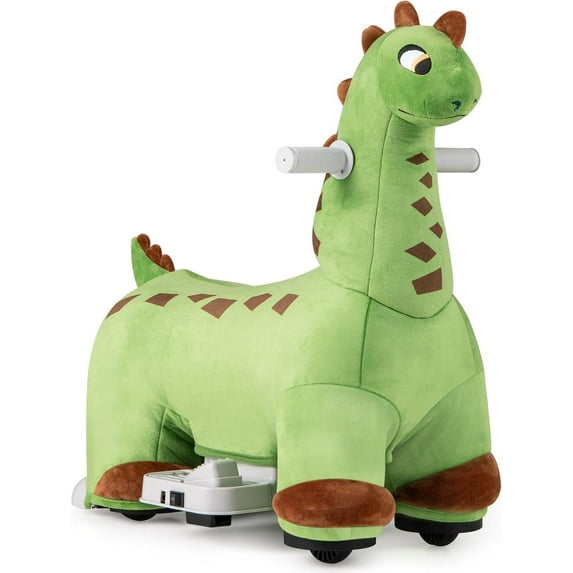 OLAKIDS Ride on Toys, 6V Electric Battery Powered Electric Ride on Dinosaur with Music, Padded Seat, Forward, Foot Pedal, Wheels, Riding Horse Toy for Boys Girl Aged 3+