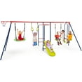 OLAKIDS Swing Sets for Backyard, 7 in 1 Outdoor AFrame Heavy Duty