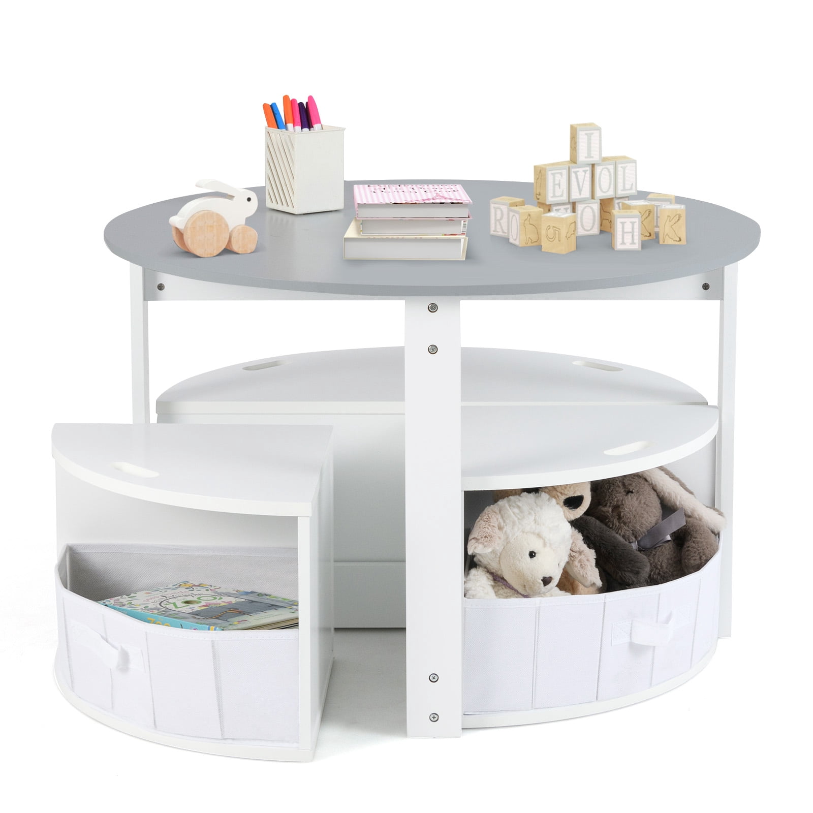 OLAKIDS Toddler Table and Chair Set, Wooden Table and 4 Chairs with ...