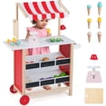 thumbnail image 1 of OLAKIDS Wooden Grocery Store Marketplace Toy, Supermarket Pretend Play, Extra Storage 6 Ice Creams Scales Bells Chalkboards, Fun Indoor Farmer's Market Stand Set Gift for Ages 3+, 1 of 9