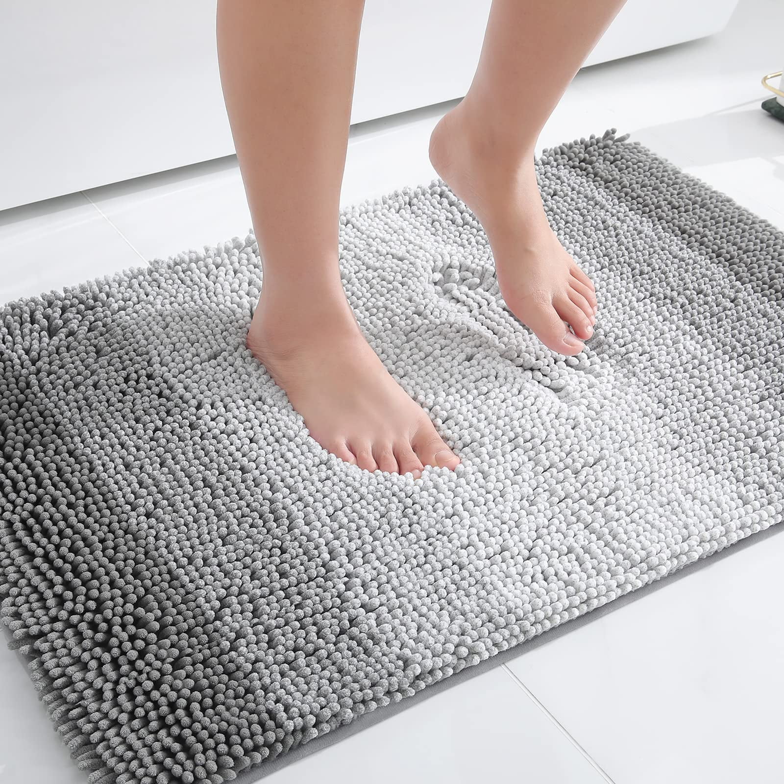 Yimobra Bathroom Rug, Chenille Extra Soft and Absorbent Shaggy Bath Mat,  Non Slip, Machine Washable Dry, Plush Floor Carpet for
