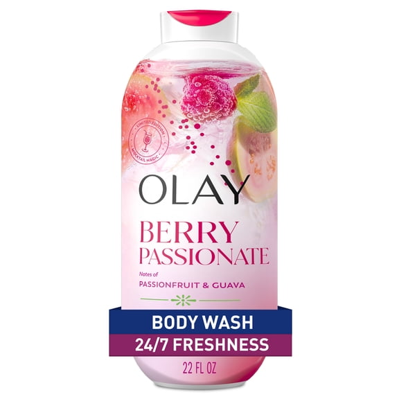 Olay Berry Passionate Body Wash with Notes of Passionfruit and Guava, Vitamin B3 and Antioxidant Blend, 22oz