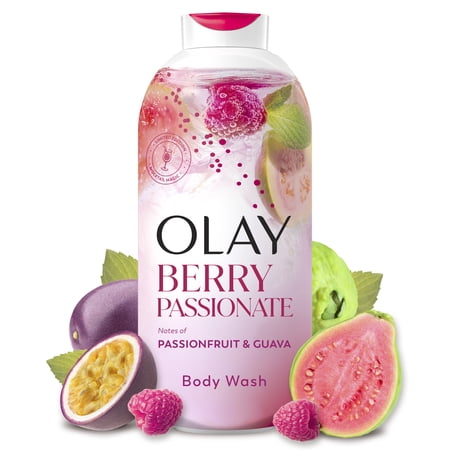 Olay Berry Passionate Body Wash with Notes of Passionfruit and Guava, Vitamin B3 and Antioxidant Blend, 22 fl oz