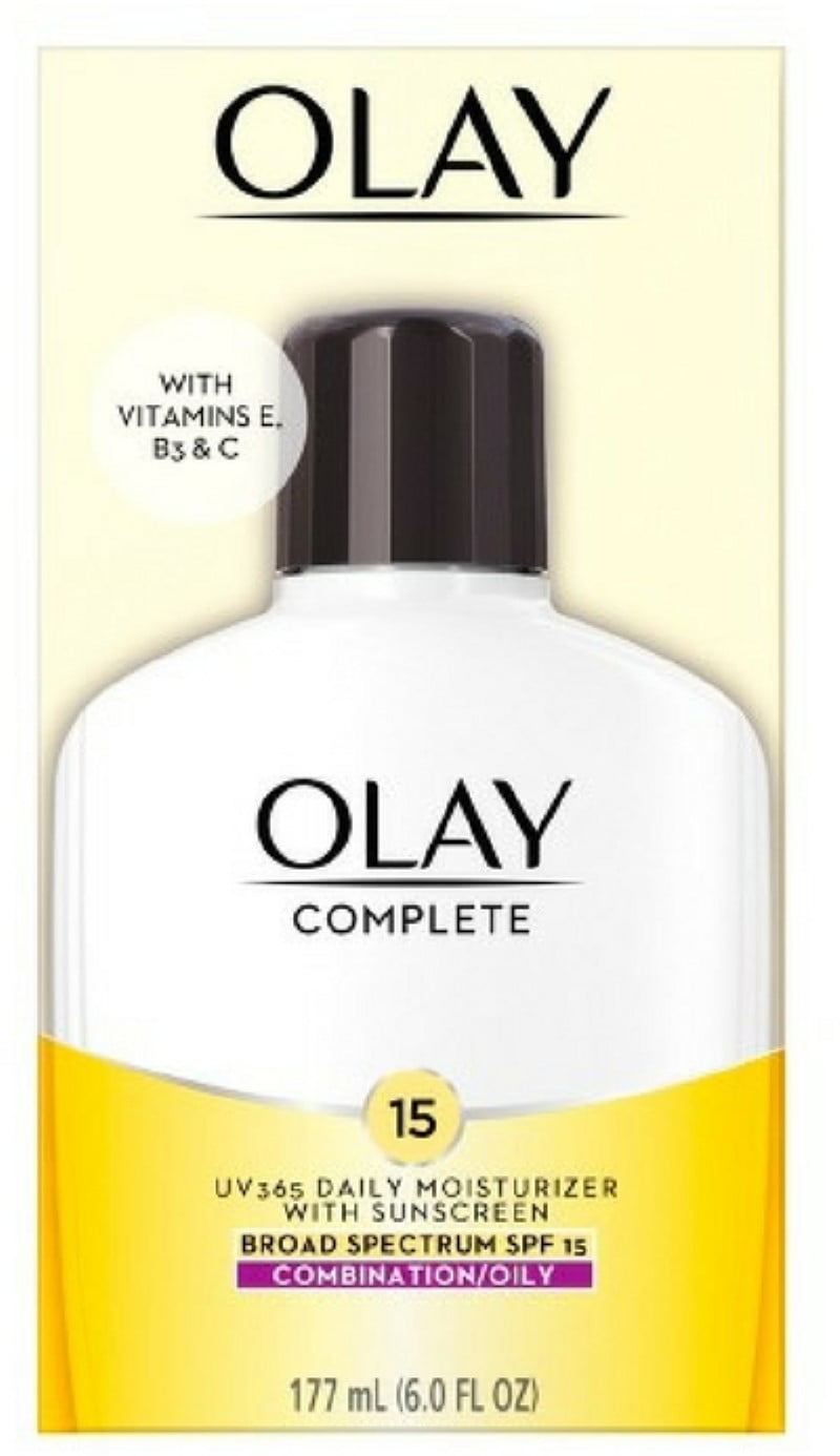OLAY Complete UV 365 Daily Moisturizer Broad Spectrum SPF 15, Combination/Oily 6 oz (Pack of 4)