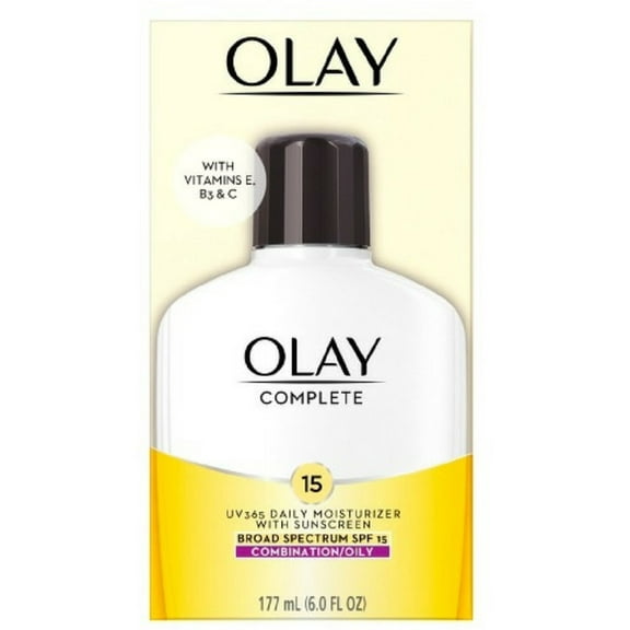 OLAY Complete UV 365 Daily Moisturizer Broad Spectrum SPF 15, Combination/Oily 6 oz (Pack of 4)