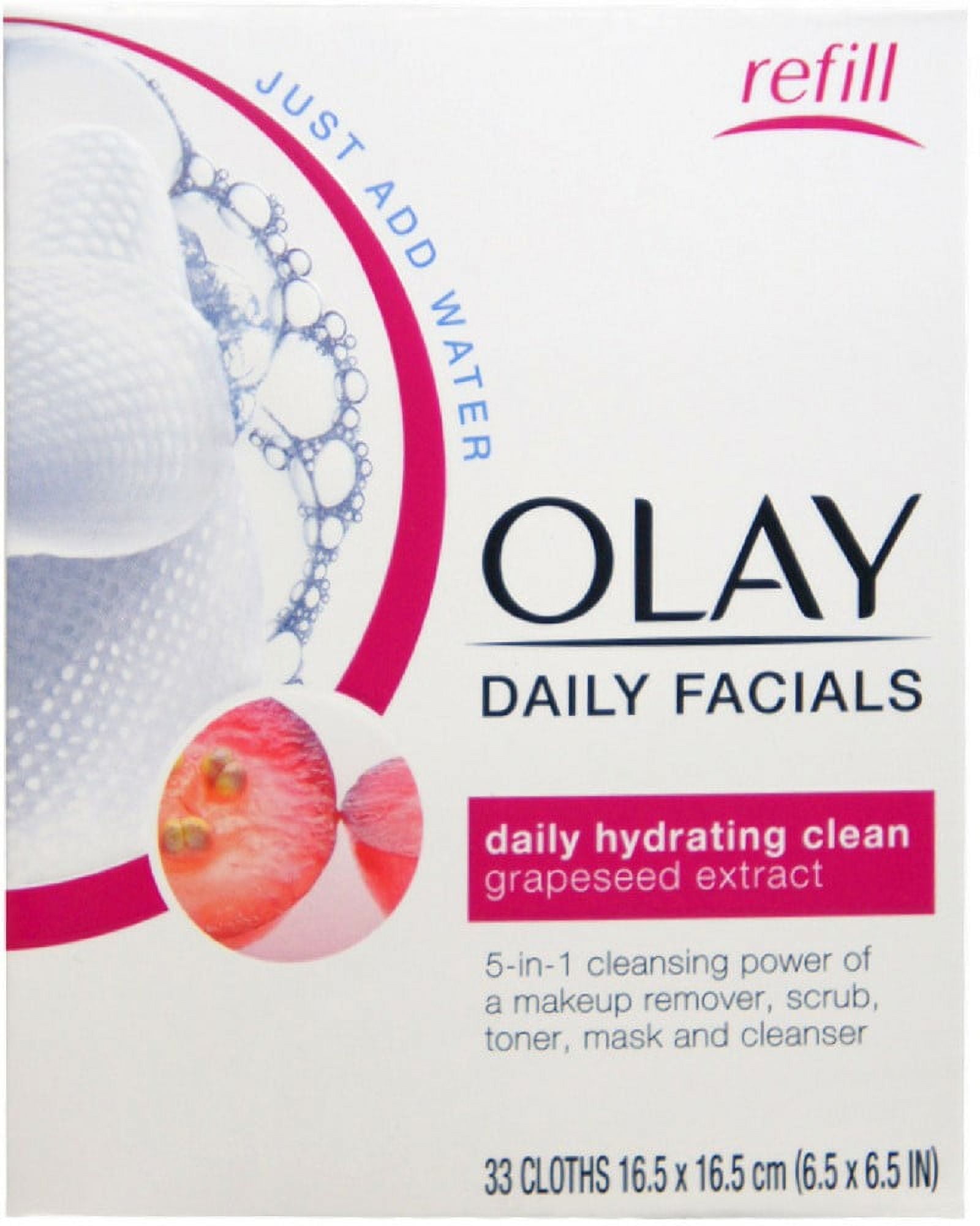 OLAY Daily Facial Hydrating Cleansing Cloths with Grapeseed Extract, Makeup Remover 33 ea