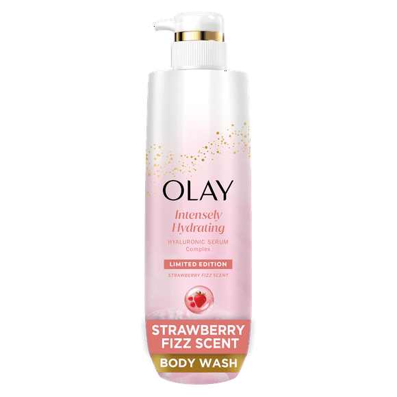 Olay Intensely Hydrating Body Wash with Hyaluronic Serum Complex, Strawberry Fizz Scent, 20 fl oz