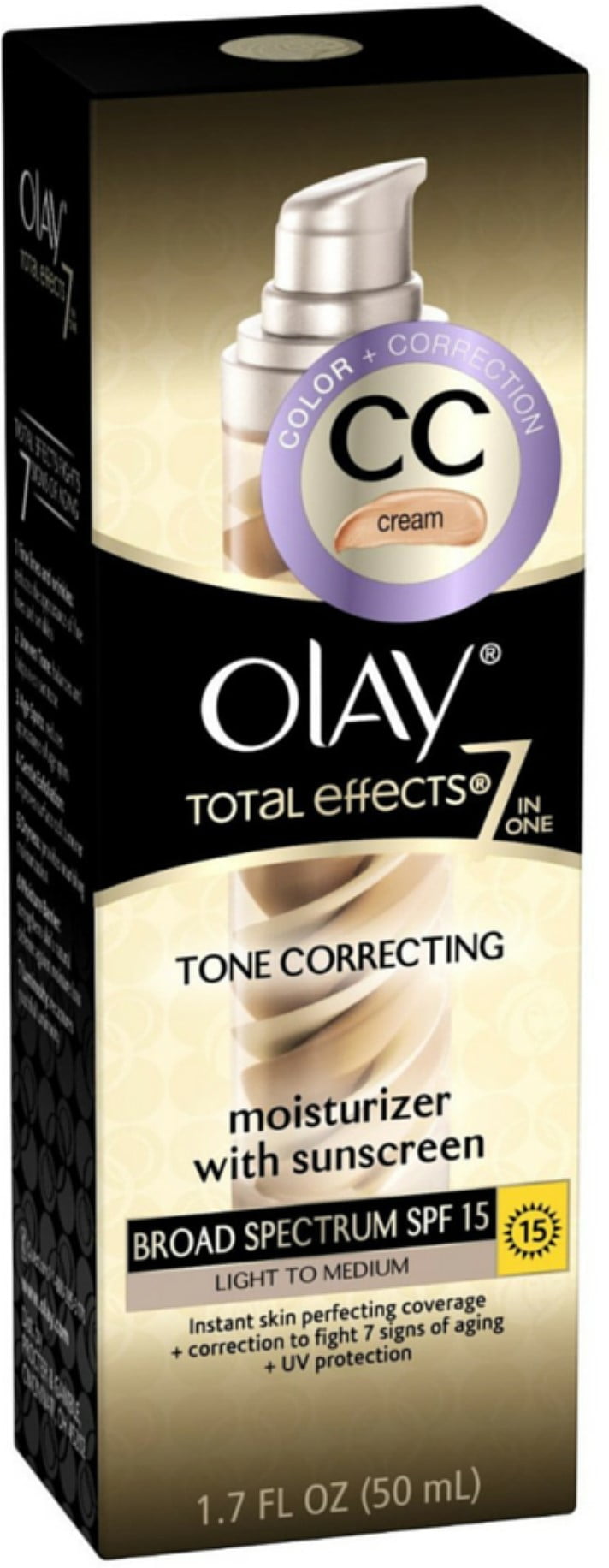 OLAY Total Effects 7-in-1 Tone Correcting Moisturizer, SPF 15, Light to Medium 1.7 oz (Pack of 3)