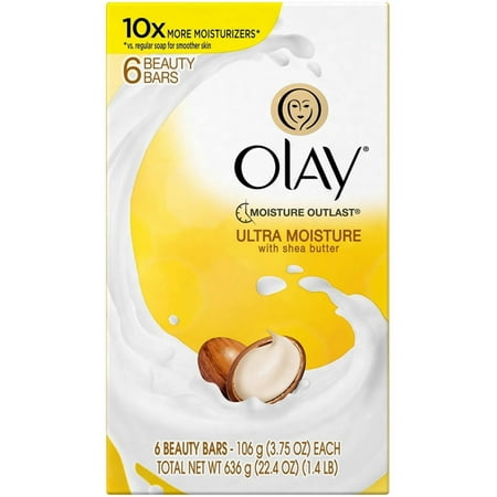 OLAY Ultra Moisture with Shea Butter Bar Soap, 3.75 oz bars, 6 ea (Pack of 2)