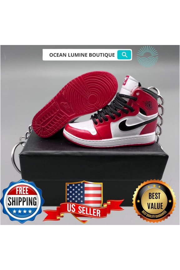 OLB-A Pair of Air Jordan Chicago Keyring With Matching Shoe Box|Great Gift