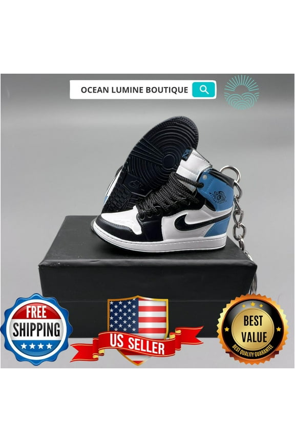 OLB-A Pair of Air Jordan Obsidian Keyring With Matching Shoe BoxGreat Gift