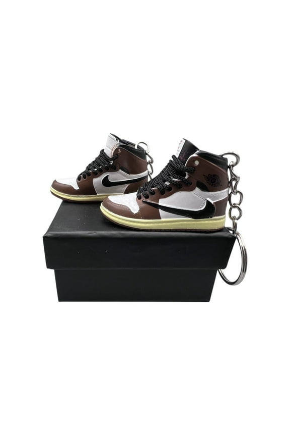 OLB- Jordan 1 X TS Mocha Keyring 3D Sneaker Shoe Key Chain-A Pair Shoe With Box