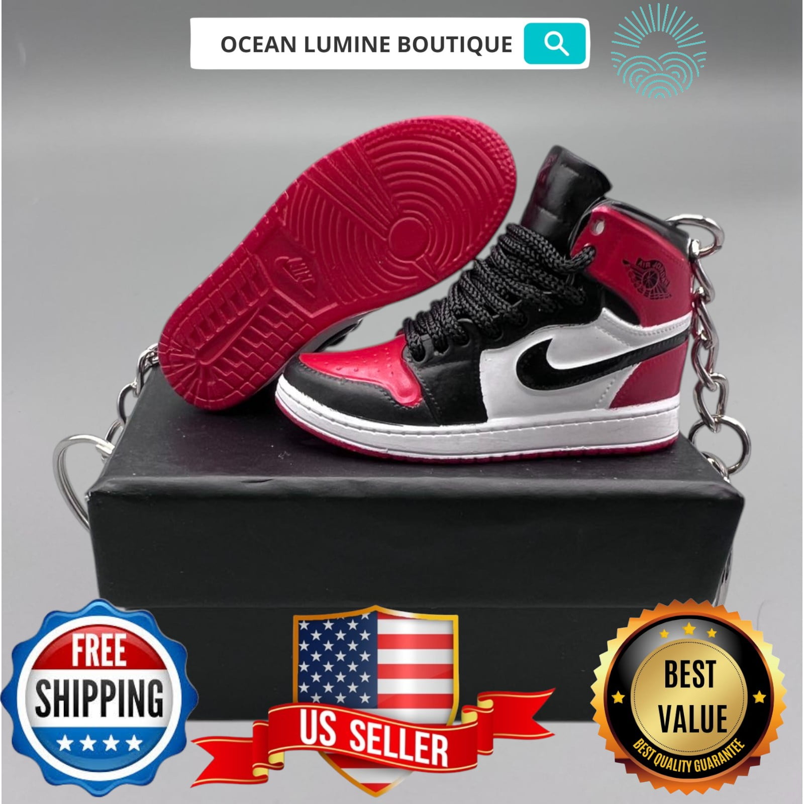 OLB-Nike Air Jordan Bred Toe 3D Sneaker Keychain - Stylish