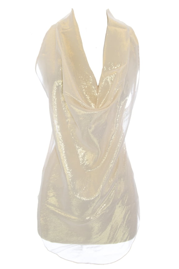 Women's Gold Sheer A-Symmetric Top 1034 Sz XS