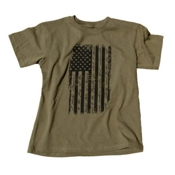 OLD GLORY DISTRESSED T-SHIRT OD GREEN LARGE..