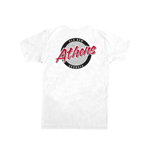 OLD ROW Athens Georgia Circle Logo Comfort Color Short Sleeve Pocket T-Shirt-White-XL