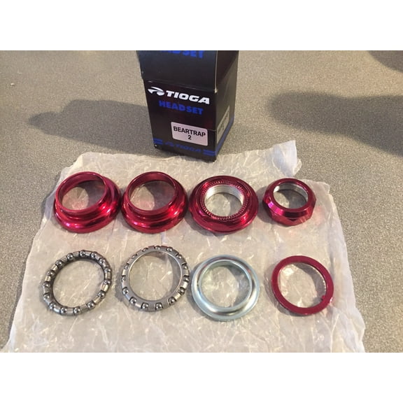 OLD SCHOOL BMX TIOGA BEARTRAP 2 HEADSET RED 1" threaded NEW tange