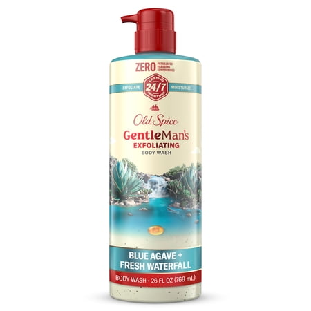 Old Spice GentleMan's Exfoliating Body Wash Pump, Scent of Blue Agave + Fresh Waterfall, 24/7 Shower Fresh, 26 fl oz