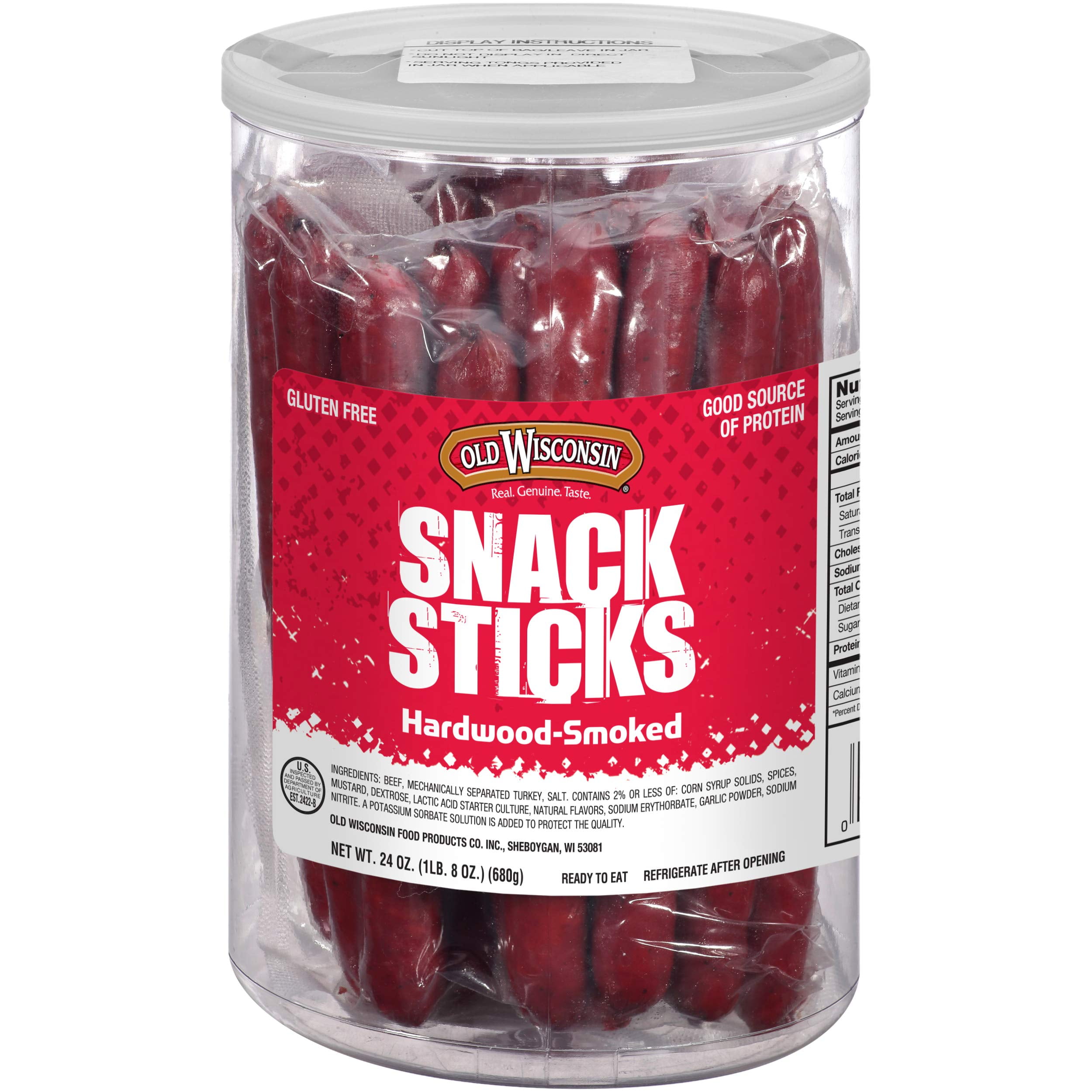 OLD WISCONSIN Beef Snack DHF10 Sticks, High Protein, Gluten Free, 24