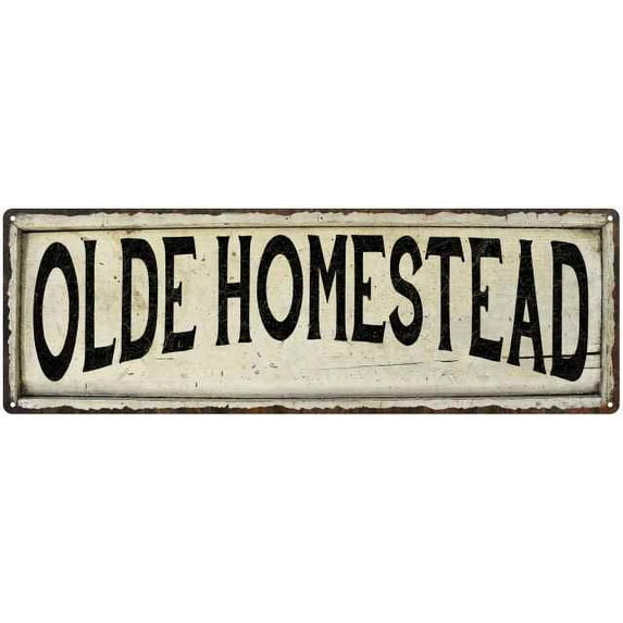 OLDE HOMESTEAD Farmhouse Style Wood Look Sign Gift 8x24 Metal Decor 108240028235