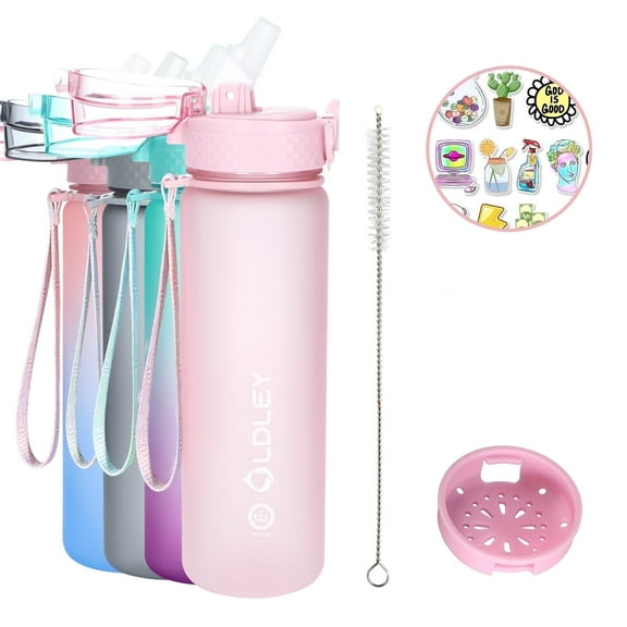 Oldley 17oz Kids Water Bottle with Straw Lid –BPA-Free Tritan, Leak-Proof & Motivational Time Marker, Ideal for School & Sports