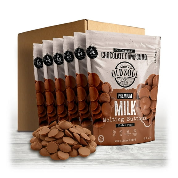 OLDSOUL Chocolate Compound Buttons 13.2 lb | Milk Chocolate 8% Real Cocoa | Smooth Melting | Perfect for Baking & Desserts