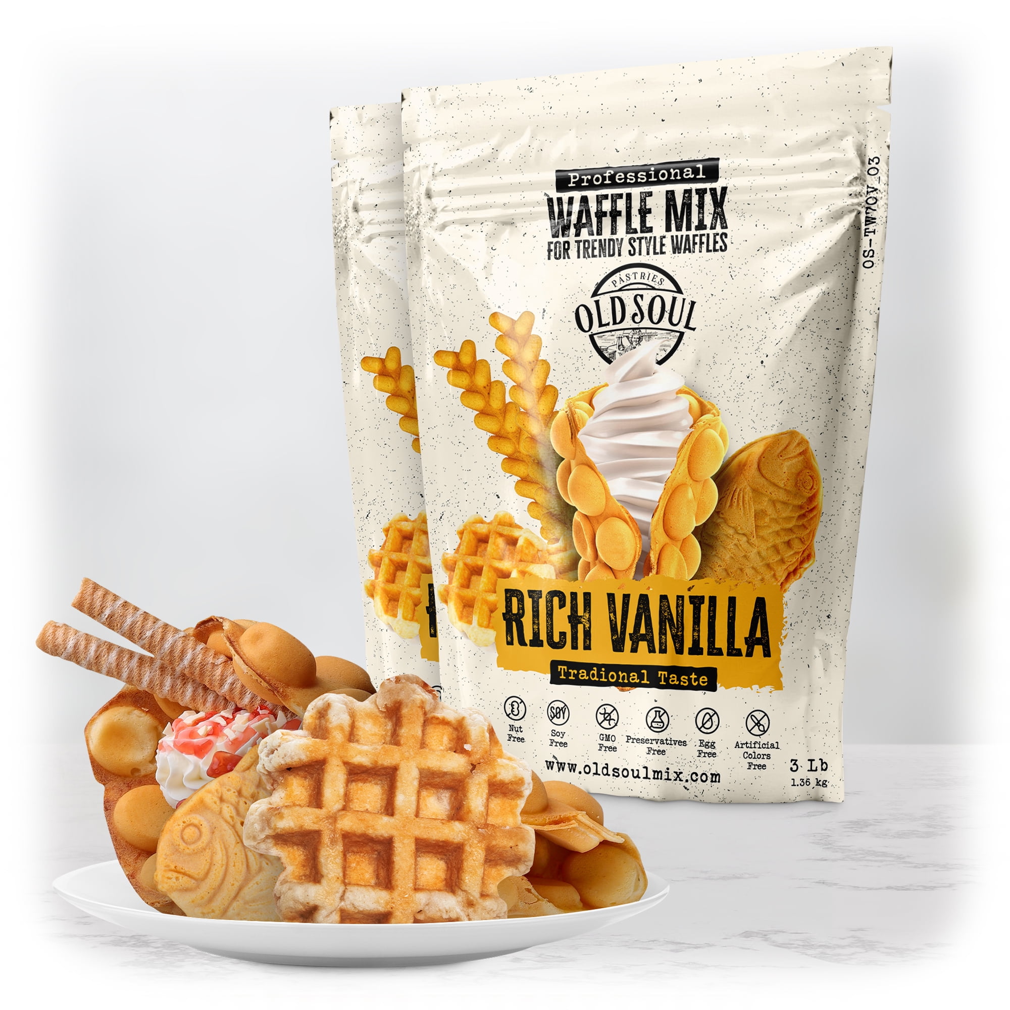 OLDSOUL Trendy Waffle Mix 6 lb | Natural Ingredients | Easy Preparation | Reach Vanilla Flavor