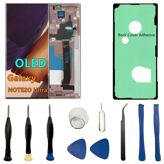 OLED Galaxy NOTE20 UItra LCD Screen Replacement for Samsung Galaxy NOTE20 UItra 5G Display Touch Screen Digitizer N986U N986U1 Support Fingerprint S-Pen (with Bronze Frame+Back Cover Adhesive+Tools)