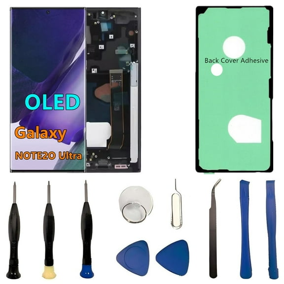 OLED Galaxy NOTE20 UItra LCD Screen Replacement for Samsung Galaxy NOTE20UItra 5G Display Touch Screen Digitizer N986U N986 U1 Support Fingerprint S-Pen (with Black Frame+Back Cover Adhesive+Tools)