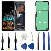 OLED Galaxy S20 Plus LCD Screen Replacement for Samsung Galaxy S20 Plus 5G Display Touch Screen Digitizer Assembly SM-G986U SM-G986U1 Support Fingerprint. with Black Frame+Back Cover Adhesive+Tools