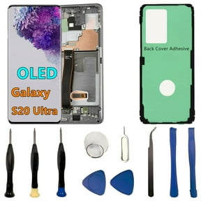 OLED Galaxy S20 Ultra LCD Screen Replacement for Samsung Galaxy S20 Ultra 5G Display Touch Screen Digitizer SM-G988U SM-G988U1 Support Fingerprint (with Grey Frame+Back Cover Adhesive+Tools)
