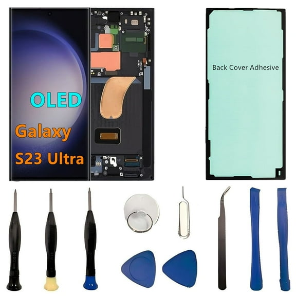 OLED Galaxy S23 Ultra LCD Screen Replacement for Samsung Galaxy S23Ultra 5G Display Touch Screen Digitizer SM-S918U SM-S918U1 Support Fingerprint S-Pen with Black Frame+Back Cover Adhesive+Tools
