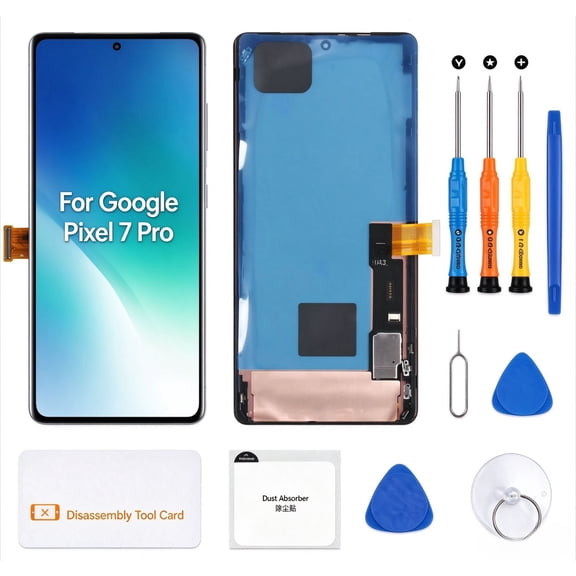 OLED for Google Pixel 7 Pro Screen Replacement for Google Pixel 7 Pro LCD Display GP4BC GE2AE LCD Digitizer Screen Touch Assembly Black with Frame(with Fingerprint Function)