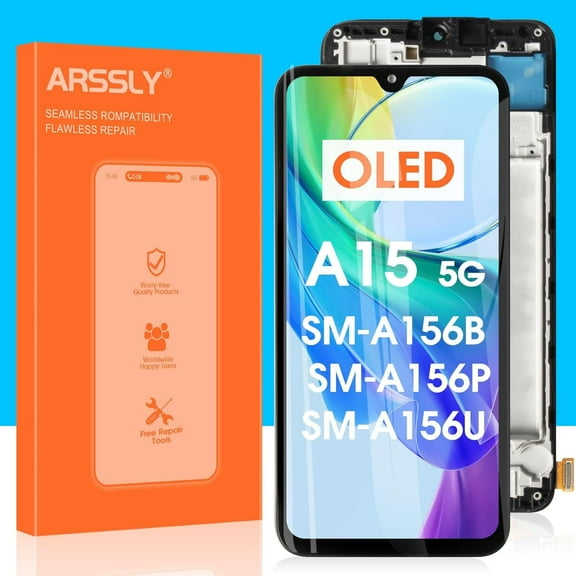 OLED for Samsung Galaxy A15 5G Screen Replacement - for Galaxy A15 5G LCD Display SM-A156W SM-A156U SM-A156P Digitizer Touch Screen Assembly with Frame (Support Fingerprint)