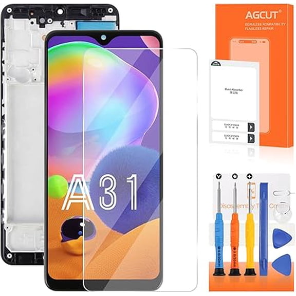 OLED for Samsung Galaxy A31 Screen Replacement for Samsung A31 LCD Display for SM-A315F SM-A315F/DS SM-A315G/DS Screen Touch Digitizer Assembly Repair Part with Frame(with Fingerprint Function)