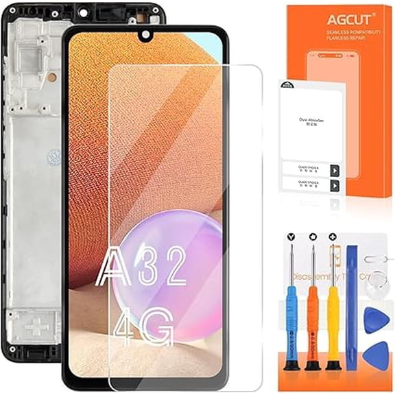 OLED for Samsung Galaxy A32 4G Screen Replacement for Samsung A32 4G LCD Display SM-A325F SM-A325M/DS LCD Digitizer Screen Touch Assembly Repair Part Black with Frame