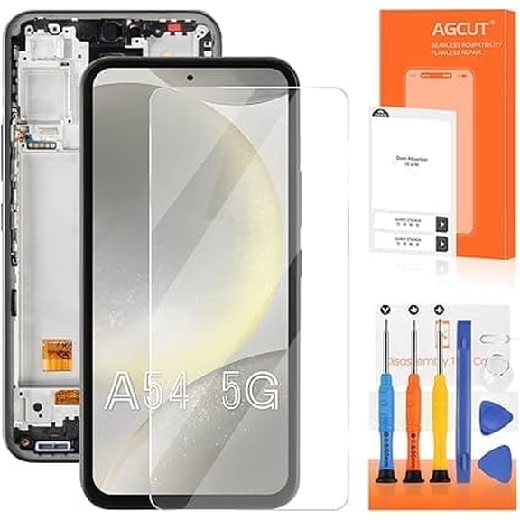 OLED for Samsung Galaxy A54 Screen Replacement for Samsung A54 5G LCD Display SM-A546E SM-A546B SM-A546U LCD Digitizer Touch Assembly Black with Frame(Original Size 6.4",Support Fingerprint)