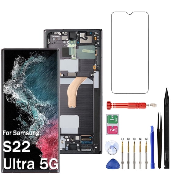 OLED for Samsung Galaxy S22 Ultra 5G Screen Replacement for S22 Ultra LCD Display SM-S908U SM-S908E LCD Digitizer Touch Assembly Black with Frame (US Version,Support Fingerprint)