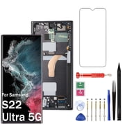 OLED for Samsung Galaxy S22 Ultra 5G Screen Replacement for S22 Ultra LCD Display SM-S908U SM-S908E LCD Digitizer Touch Assembly Black with Frame US Version,Support Fingerprint