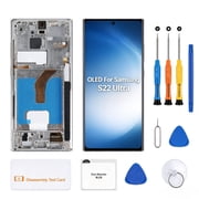 OLED for Samsung S22 Ultra 5G Screen Replacement for Samsung Galaxy S22 Ultra 5G LCD Display SM-S908 SM-S908B Digitizer Touch Screen Assembly with Frame US Version Silver with Fingerprint