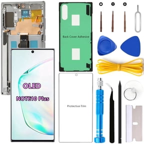 OLED Screen Replacement for Samsung Galaxy NOTE10 Plus 5G for Samsung NOTE10PLUS SM-N975U SM-N976U LCD Display Digitizer Touch Assembly Support Fingerprint S-Pen (Gray Frame+Protector+Adhesive+Tools)
