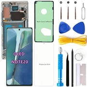 OLED Screen Replacement for Samsung Galaxy NOTE20 5G for Samsung NOTE20 SM-N981U SM-N981U1 LCD Display Digitizer Touch Assembly Support Fingerprint S-Pen (Green Frame+Protector+Adhesive+Tools)