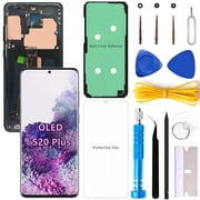 OLED Screen Replacement for Samsung Galaxy S20 Plus 5G for Samsung S20Plus SM-G986U SM-G986U1 LCD Display Digitizer Touch Assembly Support Fingerprint Black Frame+Protector+Adhesive+Tools