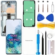 OLED Screen Replacement for Samsung Galaxy S20 Plus 5G for Samsung S20Plus SM-G986U SM-G986U1 LCD Display Digitizer Touch Assembly Support Fingerprint Blue Frame+Protector+Adhesive+Tools