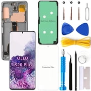 OLED Screen Replacement for Samsung Galaxy S20 Plus 5G for Samsung S20Plus SM-G986U SM-G986U1 LCD Display Digitizer Touch Assembly Support Fingerprint Gray Frame+Protector+Adhesive+Tools