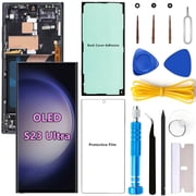 OLED Screen Replacement for Samsung Galaxy S23 Ultra 5G for Samsung S23Ultra SM-S918U SM-S918U1 LCD Display Digitizer Touch Assembly Support Fingerprint S-Pen Black Frame+Protector+Adhesive+Tools