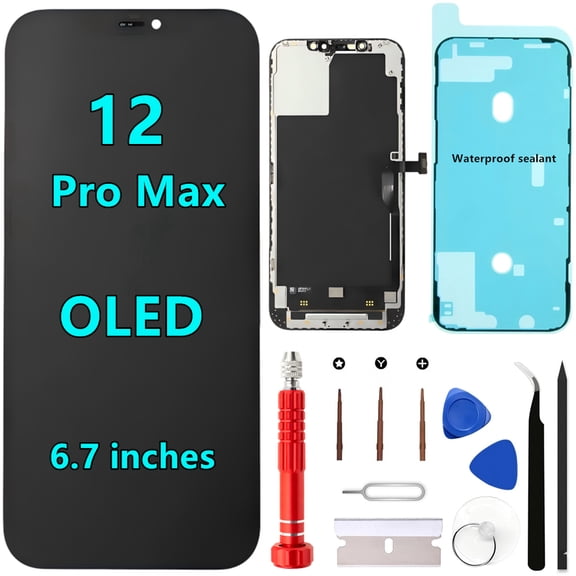 OLED for iPhone 12 Pro Max Screen Replacement Kit [Soft OLED,NOT LCD] 6.7'' Full HD Display 3D Touch Digitizer Assembly A2342 A2410 A2411 A2412 with Repair Tools and Waterproof sealant